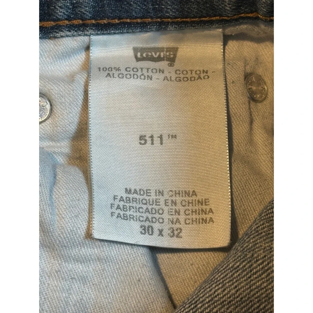 Levi's 511 Slim Fit‎ Jeans Men's 30x32 Medium Wash Blue 100% Cotton Denim